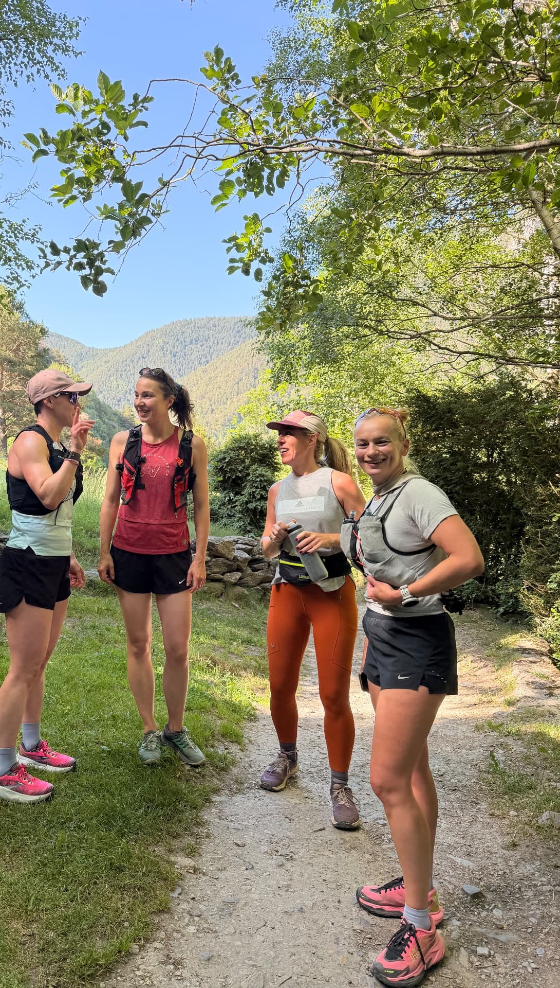 Runners talking and laughing after a run