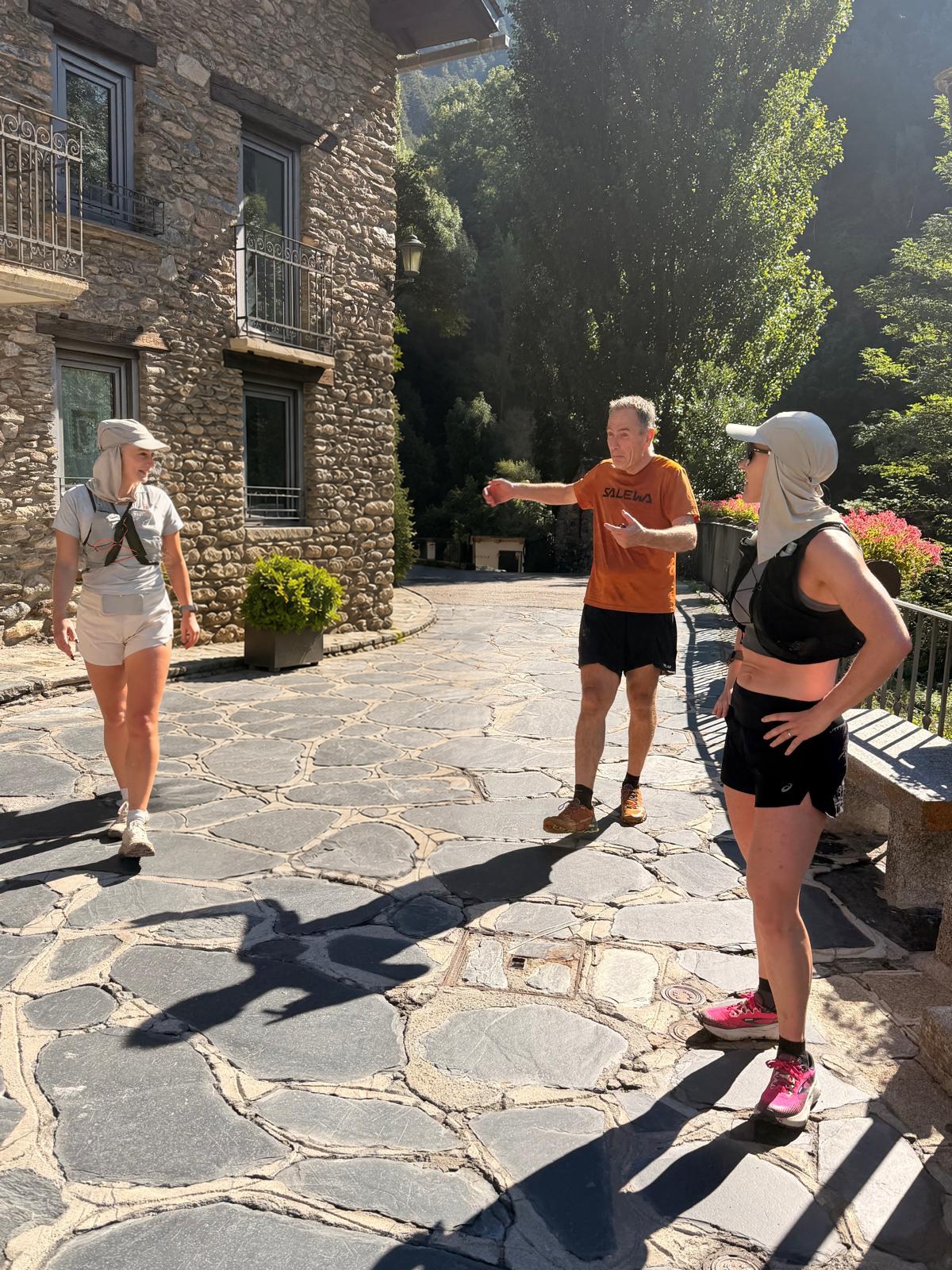 Run the Pyrenees runners chatting in Ordino before a run
